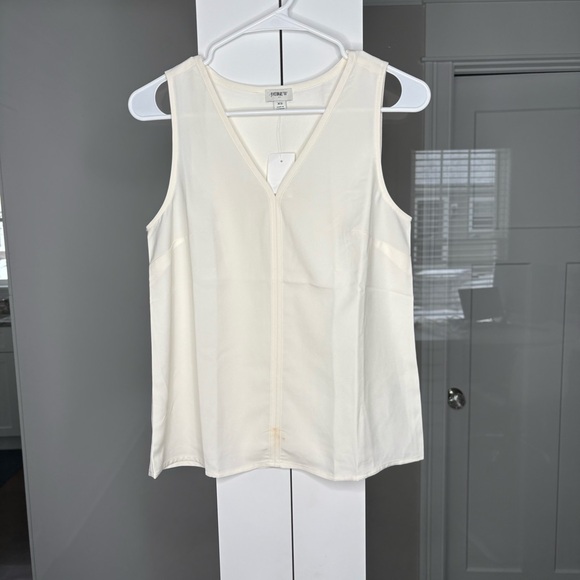 NWT J. Crew Sleeveless V-neck Crepe Shell Tank Top Ivory - Picture 2 of 5